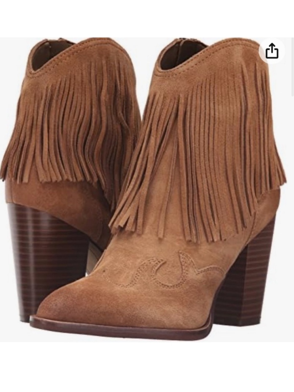 Sam Edelman NWT NIB Benjie brown suede fringe ankle western boots - Picture 8 of 10